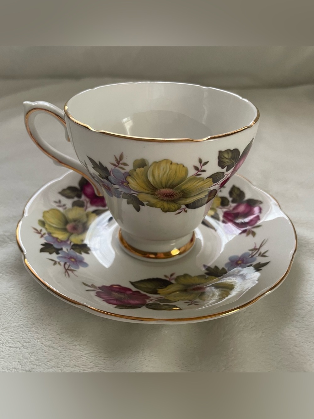 Vintage Royal Sutherland Bone China Tea Cup & Saucer Set